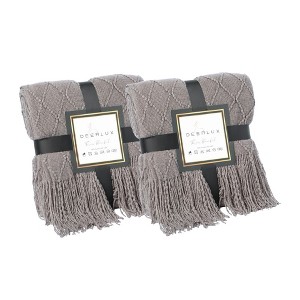 Deerlux Decorative Throw Blanket - 50x60 in Soft Knit with Fringe Edges for a Cozy Touch to Your Living Space, All-Season, Ideal for Lounging, Gifting - 1 of 4