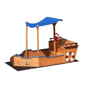 Dexmalle Outsunny Pirate Ship Sandbox with Cover and Rudder - 1 of 4