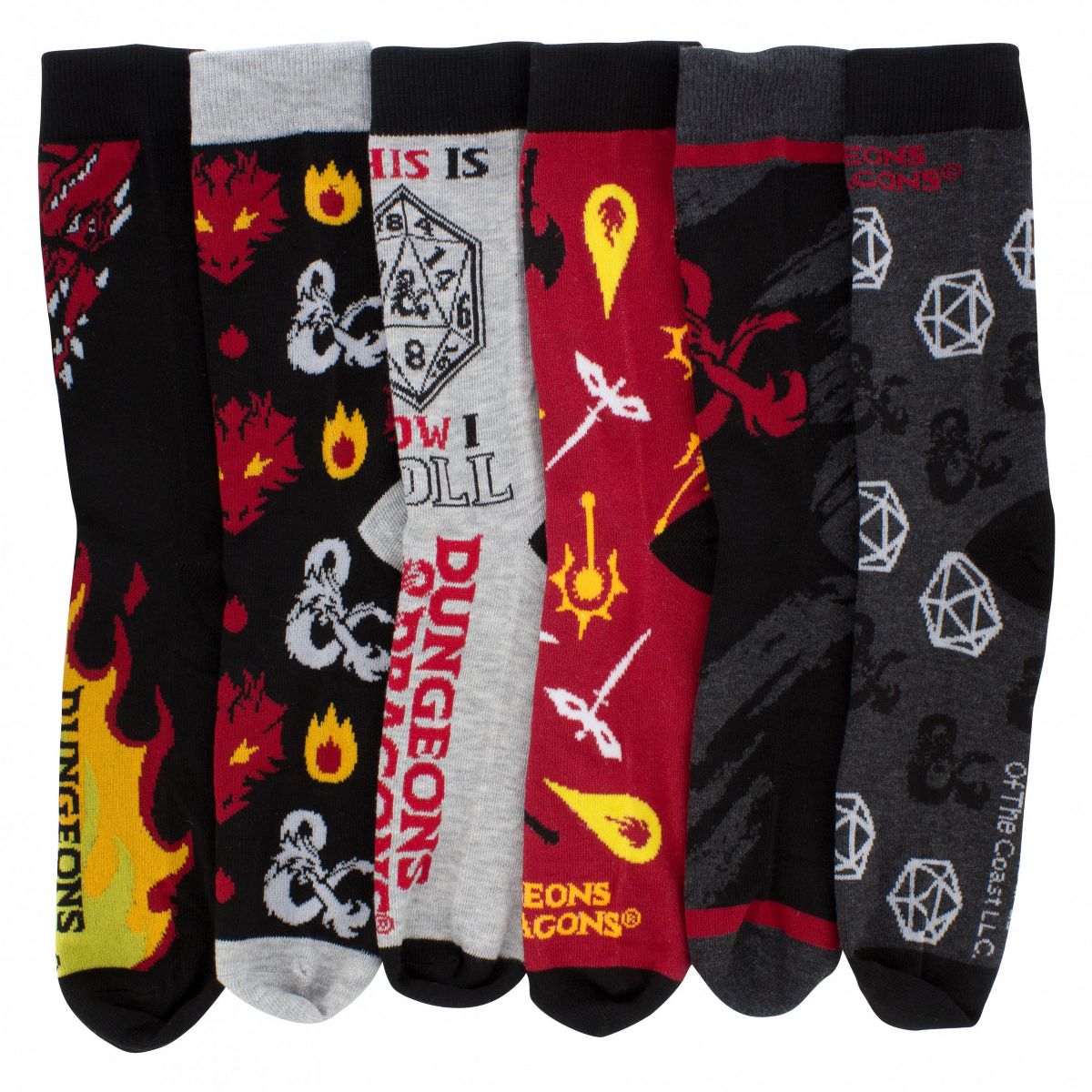 Mens Dungeons and Dragons Assorted 6-Pack Crew Socks