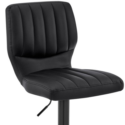 Adjustable Black Metal and Leatherette Swivel Bar Stool