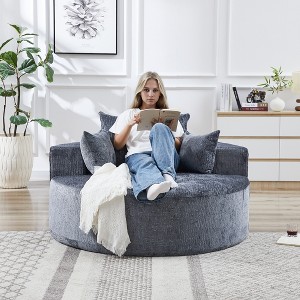 Oversized Chaise Lounge Chenille Single Sofa Sleeper Sofa Couch Upholstered Accent Chair, No Assembly Required, Green/Gray/Beige/Black-ModernLuxe - 1 of 4