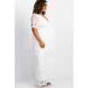 Pinkblush PinkBlush White Lace Mesh Overlay Plus Maternity Maxi Dress - 2 of 4