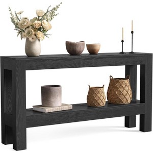 Lantine 63-Inch Wood Entryway Table, Long Farmhouse Console Table for Living Room, Hallway, Entry, Foyer,Sofa Behind Couch with 2-Tier Shelves - 1 of 4