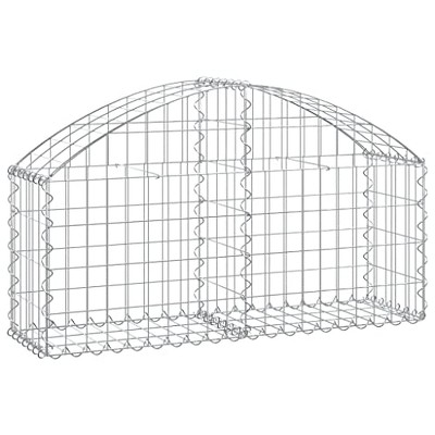 vidaXL Arched Gabion Basket, Galvanized Iron Garden Barrier, Corrosion-Resistant, Decorative Outdoor Feature, Easy to Assemble