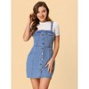 Allegra K Women's Button Front Classic Adjustable Strap Overall Denim Mini Dress - 4 of 4