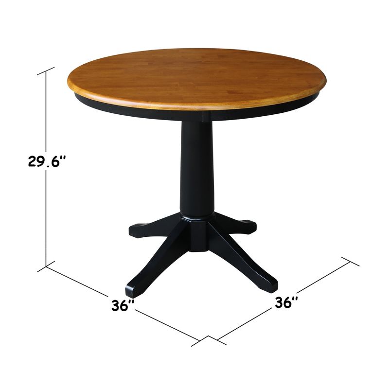 36" Mark Round Top Pedestal Table Black/Cherry - International Concepts, 4 of 8