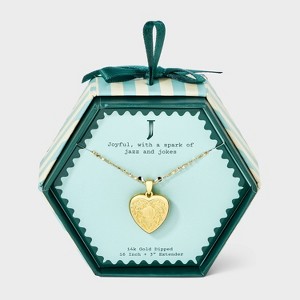 14K Gold Dipped Heart Charm Initial Necklace - A New Day™ Gold - 1 of 4