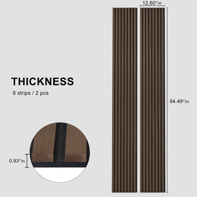 Walnut Acoustic Wood Slat Wall Panels, 94.49” x 12.6”
