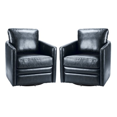 Set of 2 Hugo Transitional Wooden Upholstered Swivel Chair With Metal Base For Bedroom And Living Room| Artful Living Design