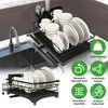 NewHome "Extra Large Retractable Dish Drying Rack with Drainboard & Utensil Holder, Rustproof & Expandable" Black - 3 of 4