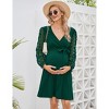 Womens Maternity Long Sleeve Swiss Dot Wrap Dress Casual V Neck Fall Nursing Midi Dress Baby Shower Photoshoot Belt - 4 of 4