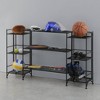 Breighton Home 32.5" Xtra Storage 3 Tier Folding Metal Shelves with Set of 3 Deluxe Extension Shelves in Black - 2 of 4