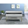 Vynxaria Modern Lift-Top Coffee Table Bottom Shelf, Under-Top Storage, Satin Brass Legs, Plastic Glides, White, Easy Assembly - 2 of 4
