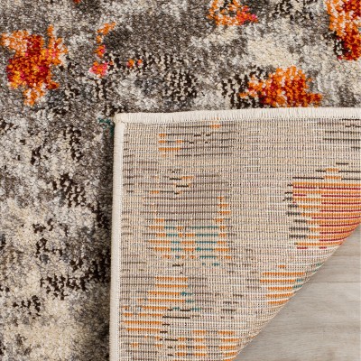Monaco Abstract Geometric Grey/Orange 8' x 11' Area Rug