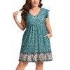 Women's Plus Size Flutter Sleeve Babydoll Dress - Playful Hem Contrast Detail for Casual & Date Night Outfits Dress - 3 of 4