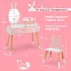 Infans Kid Vanity Set Makeup Table Stool with Drawer Shelf Wood Leg Rabbit Mirror Pink - 2 of 4
