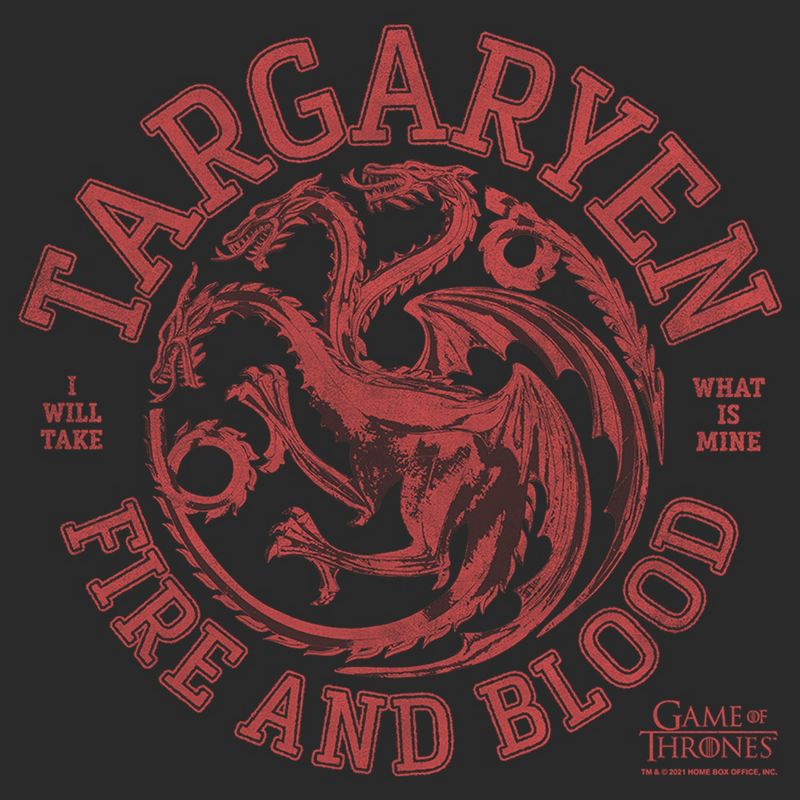 Men's Game of Thrones Targaryen Fire and Blood College Logo T-Shirt, 2 of 6