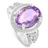 Pompeii3 9 1/2ct Oval Amethyst Vintage Halo Diamond Ring 14k White Gold - 2 of 4