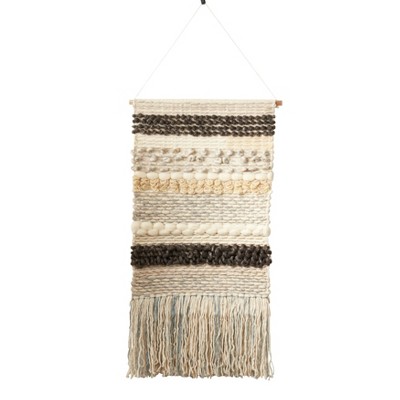 Saro Lifestyle Textured Wall Hanging With Multicolored Woven Design, Charcoal