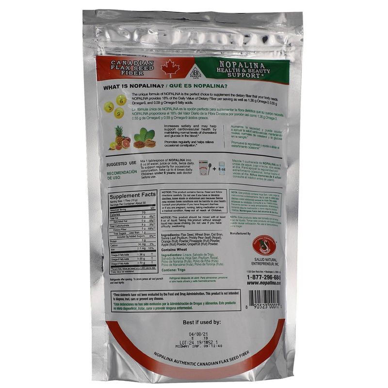 Nopalina Flax Seed Plus Fiber Dietary Supplement - 16oz, 3 of 5