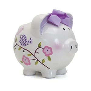 LayinSun Paper Bird Piggy Bank purple/pink birds pig - 1 of 1