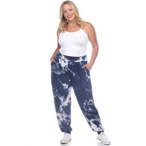 Women's Plus Size Tie Dye Harem Pants - White Mark - 1 of 3