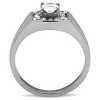 Slickblue Men’s Polished Stainless Steel Ring, Clear CZ Center & Side Stones, Modern Look, Sizes 9-13 - 3 of 4
