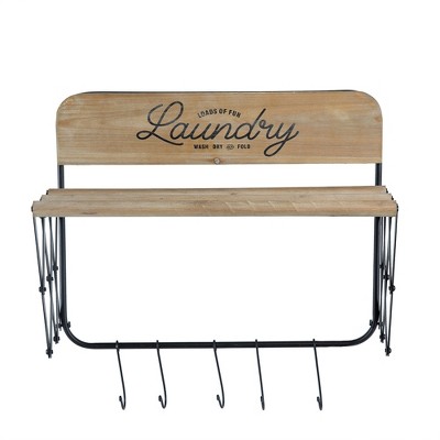 Vynxaria Industria Decorative Wall Shelf - Iron & Wood Wall-Mounted-Black+Brown