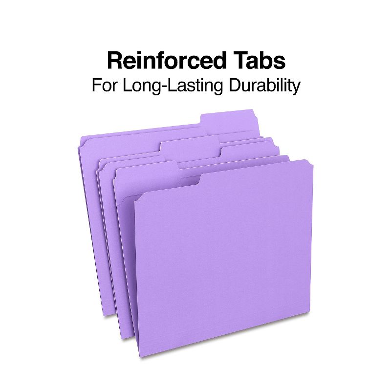 HITOUCH BUSINESS SERVICES Reinforced File Folders 1/3 Cut Letter Size Purple 100/Box TR508945/508945, 3 of 5