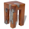 vidaXL Stool Multicolor Solid teak wood 11.8x11.8x15.7 in - 4 of 4