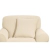 2pc Stretch Poly Striped Chair Slipcovers Cream - Sure Fit: Polyester & Spandex, Machine Washable, Indoor Use - 3 of 4