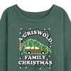 Women's Warner Bros. Griswold Family Christmas Tree Lightweight French Terry Wide Neck Long Sleeve Graphic Shirt - Heather Juniper - Large - 2 of 4