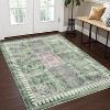 Vintage Washable Rug, Distressed Floral Low Pile Non-Slip Soft Accent Carpet for Living Room, Bedroom, Nursery, Entryway - 3 of 4