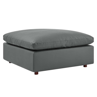 Luxurious Gray Faux Leather 5-Piece Sectional with Ottoman