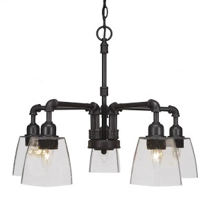 Toltec Lighting Vintage 5 - Light Chandelier in  Dark Granite with 4.5" Square Clear Bubble Shade - 1 of 1