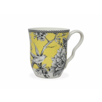 Adelaide Yellow Floral Porcelain Square Dinnerware Set, Service for 4