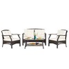 Costway 4 PCS Outdoor Rattan Conversation Set Patio Rattan Sofa Set W/ Protective Cover - 3 of 4