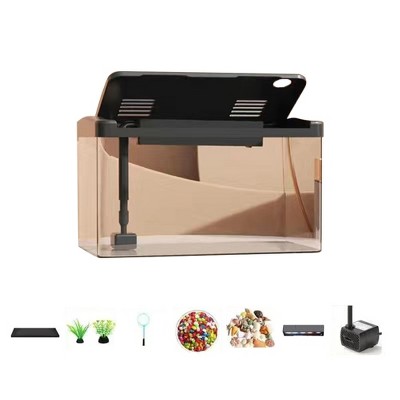 Aquarium Fish Tank Starter Kit, Fish Tank, Mini Desktop Rectangular Fish Tank With Filter And Oxygen Supply Tabletop Decoration for Snails, Guppy