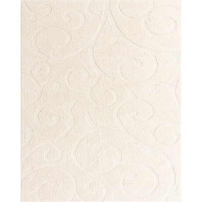 Ivory Floral Shag Synthetic 8' x 10' Easy Care Rug