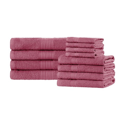 100% Cotton Medium Weight Floral Border 12 Piece Assorted Bathroom Towel Set,  White - Blue Nile Mills : Target