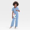 Girls' Short Sleeve Utility Jumpsuit - Cat & Jack™ Light Blue - 3 of 3