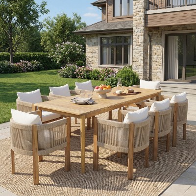 Christopher Knight Home Calista Farmhouse 9 Piece Outdoor Acacia