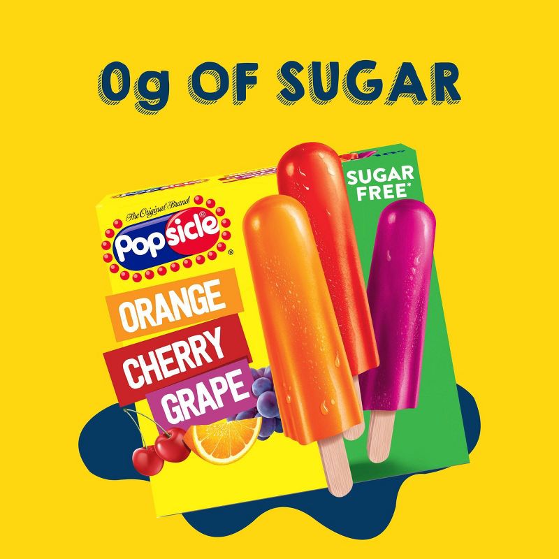 Popsicle Orange Cherry Grape Sugar Free Variety Ice Pops  - 18pk, 5 of 11