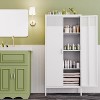 The metal food storage cabinet, 61 inches high, is equipped with adjustable shelves and is suitable for homes and kitchens.(white) - 3 of 4