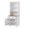 SEVOBAL Decorative Bookshelf 5 Tier Storage Cabinet with Adjustable Shelves Drawer and Solid Wood Legs for Living Room, White, 23.6"*15.7"*63" - 2 of 4