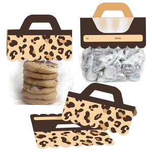 Big Dot of Happiness Leopard Print - DIY Cheetah Party Clear Goodie Favor Bag Labels - Candy Bags with Toppers - Set of 24 - 1 of 4
