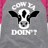 Girls' - Instant Message - Cow Ya Doin Shirt Tail Raglan Graphic T-shirt - 2 of 4