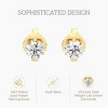 Gilded 1/3 ct. T.W. Round Lab Diamond (SI1 Clarity, F Color) and Sterling Silver Yellow Gold Plated Stud Earrings - 2 of 4