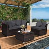 Costway 4PCS Patio Rattan Furniture Set Sofa Ottoman Cushion Garden Deck Grey - image 3 of 4