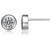 Guili Bezel Set Round Clear Cubic Zirconia Stud Earrings with 8mm Modern Design, Available in Rose Gold, Gold, and White, Perfect for Any Occasion - 2 of 4